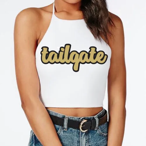 Black & Gold Tailgate Halter Top