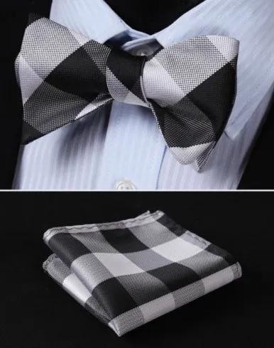 Black & White Bowtie & Pocket Square