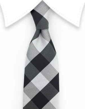 Black, White & Gray Plaid Tie