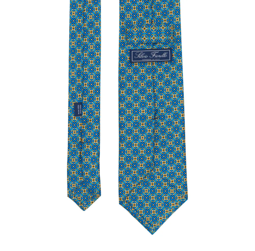 Blue and Yellow Knight Shield Duchesse Silk Tie