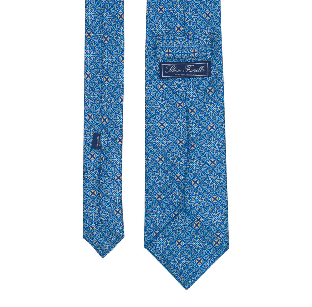 Blue Duomo of Milan Duchesse Silk Tie