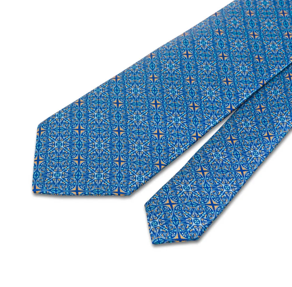 Blue Duomo of Milan Duchesse Silk Tie