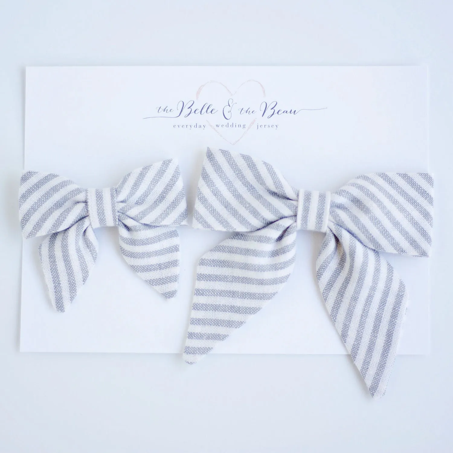 Boy's Bow Tie / Gray Linen Stripe