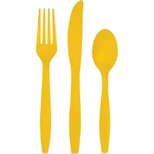 Bulk School Bus Yellow Value Friendly Assorted Plastic Cutlery (216 per Case)