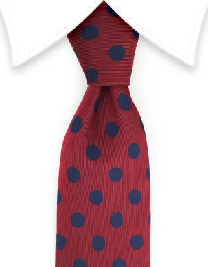 Burgundy & Navy Blue Polka Dot Skinny Tie