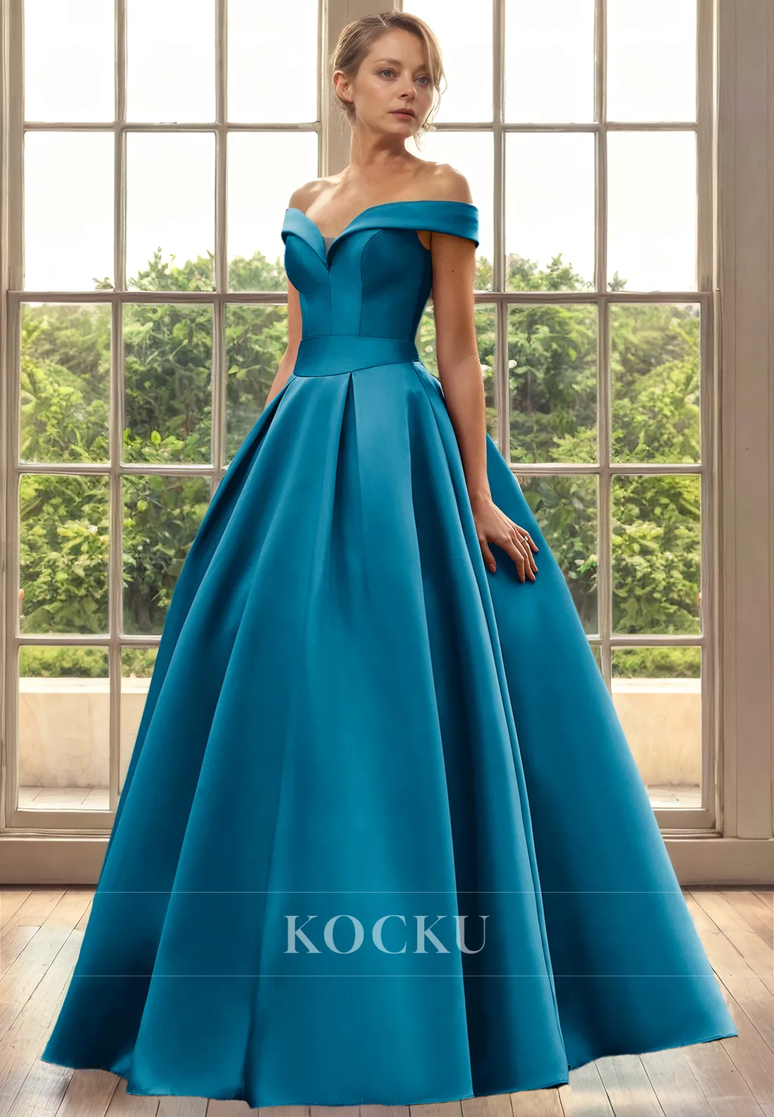 Classic & Timeless Off-Shoulder A-Line Satin Cocktail Mother of the Bride Dress