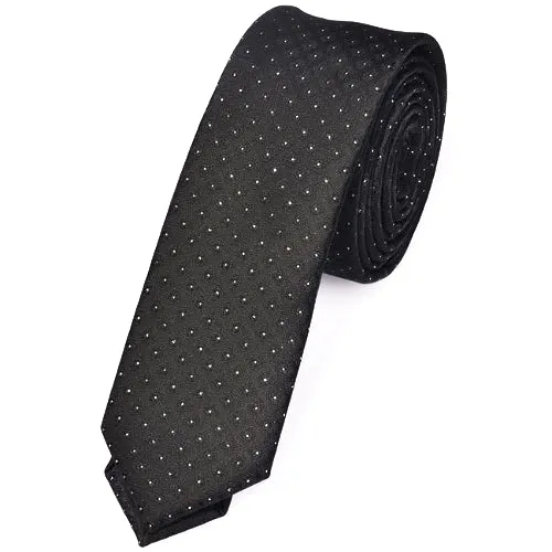 Classy Men Skinny Black Mini Dot Tie