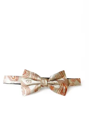 Coral Paisley Silk Bow Tie