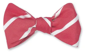 Coral/White Buckingham Striped Bow Tie - B2790