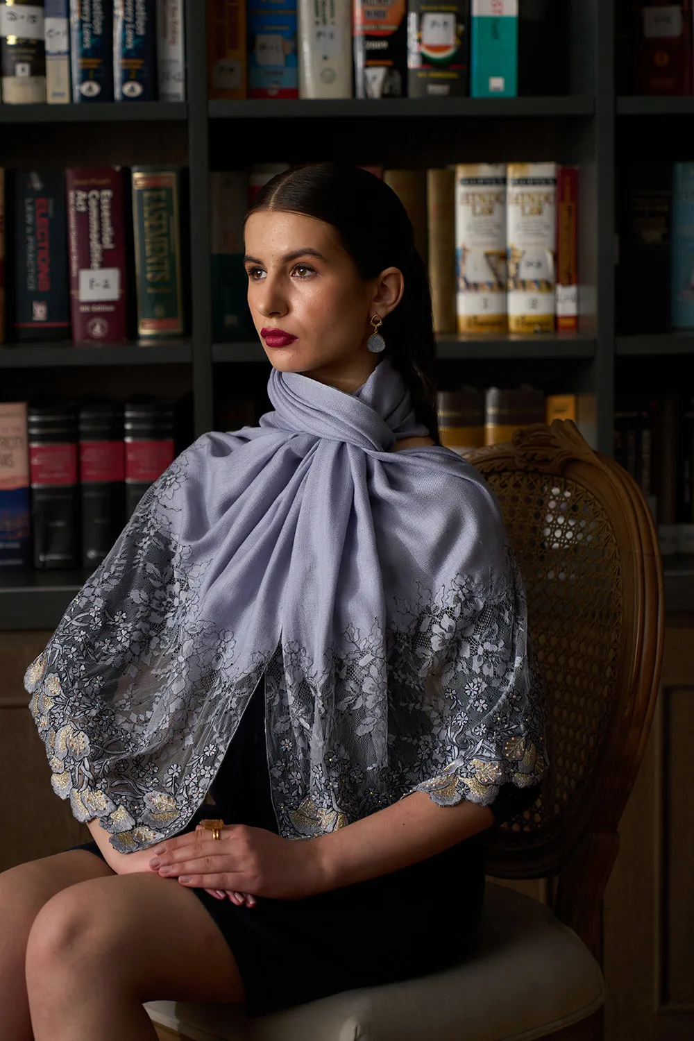 Dainty Petals | Embroidered Wool Silk Stole