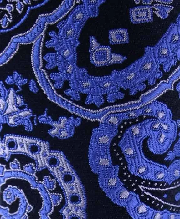 Elegant Blue & Black Paisley Necktie