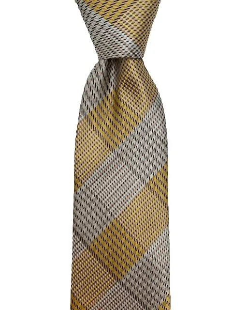 Elegant Gold & Silver Men's Plaid Tie