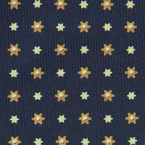 Floral Printed Bespoke Silk Tie - Navy V