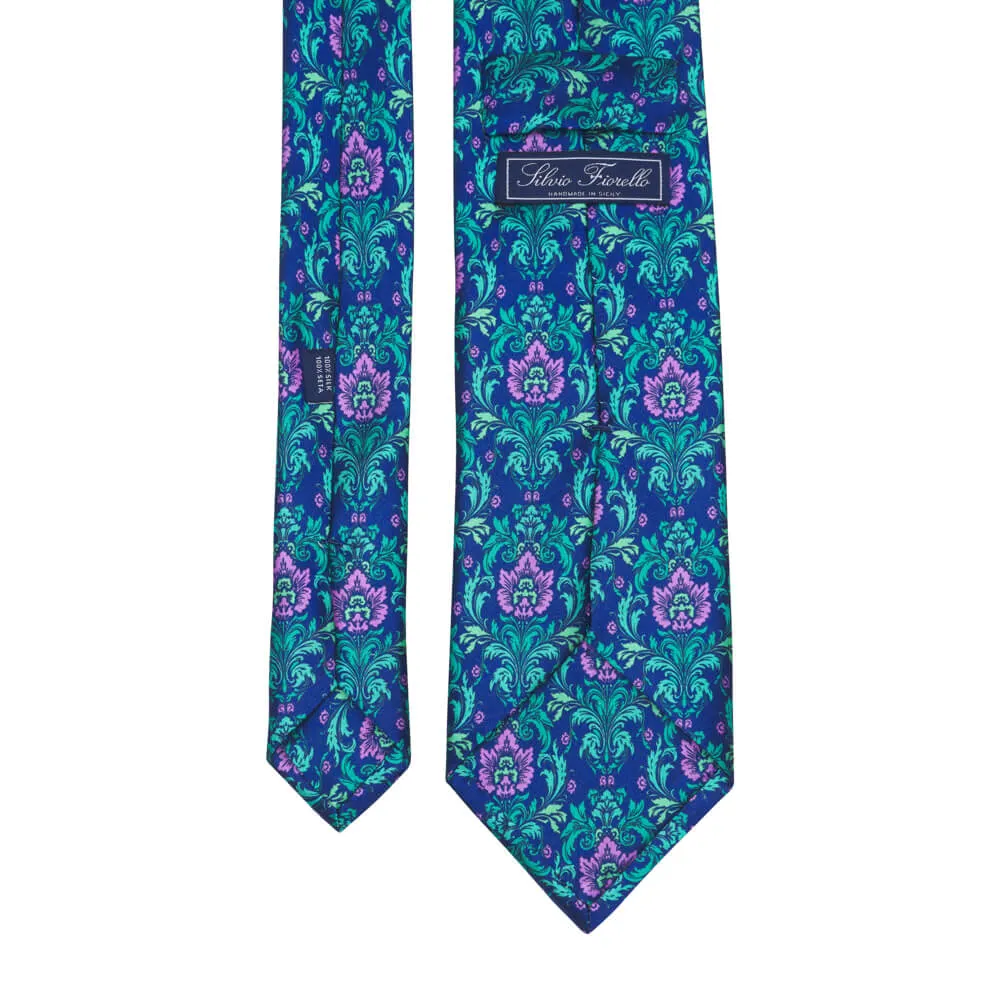 Florentine Silk Guild Blue Green Purple Duchesse Silk Tie