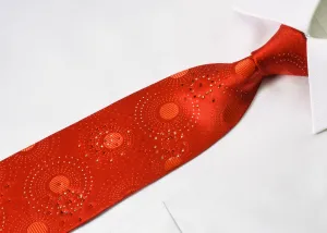 Giorgio Ferri Rhinestone Silk Tie Medallions On Red With Silver Sparkles