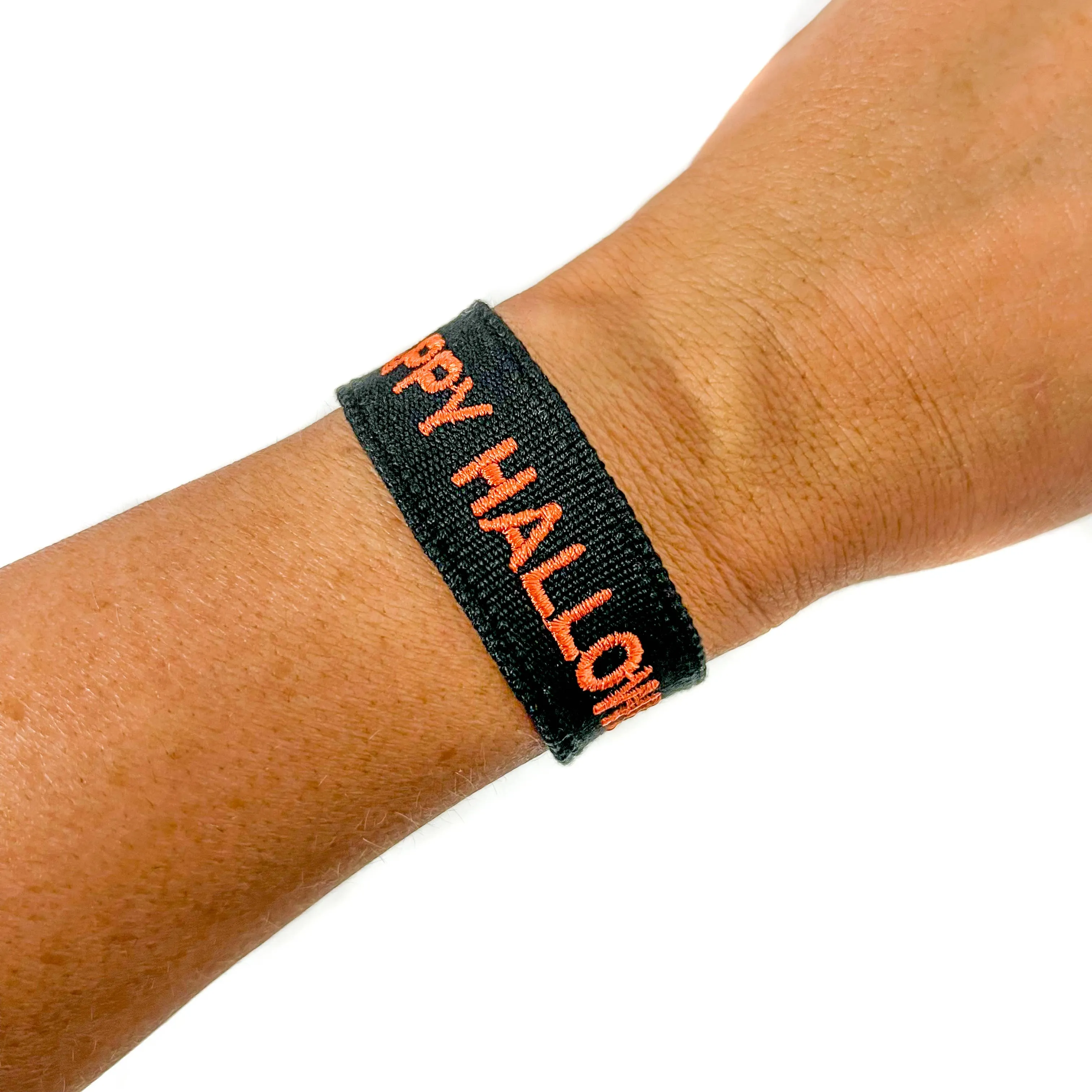 Happy Halloween Embroidered Woven Bracelet