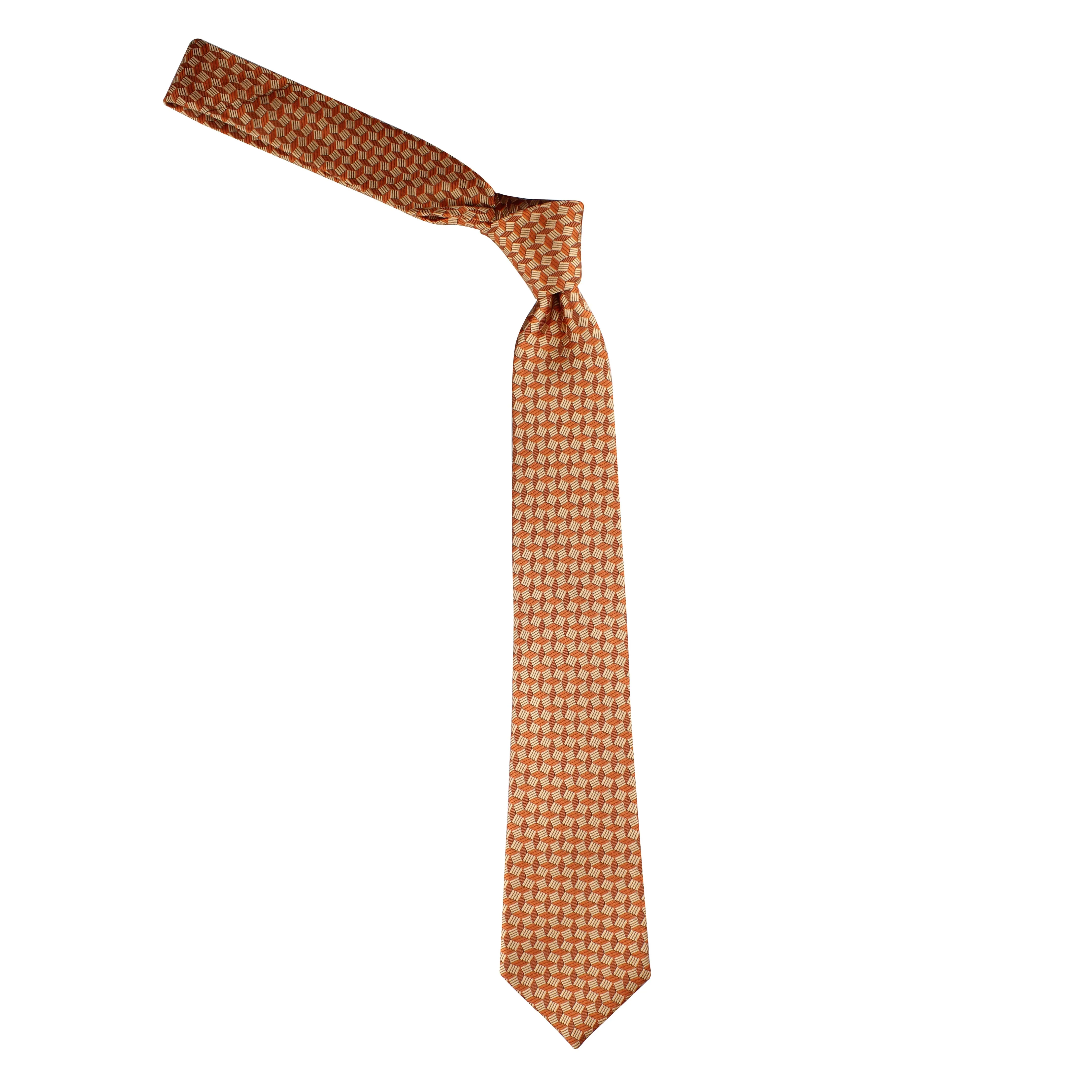 Kovove Orange Abstract Necktie and Pocket Square Gift Box