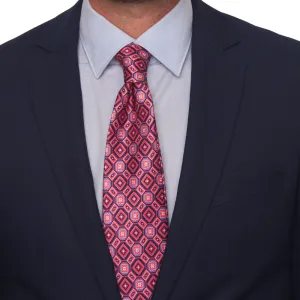 Magenta Ornamental Motif Silk Tie