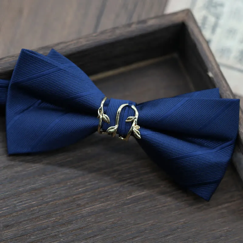 Men's Gold Metal Branch Shaped Twilled Bow Tie