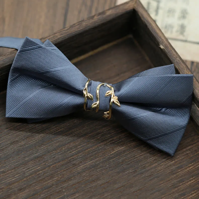 Men's Gold Metal Branch Shaped Twilled Bow Tie