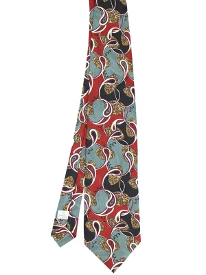 Mens Vintage Tie Abstract Paisley Style Blue & Red