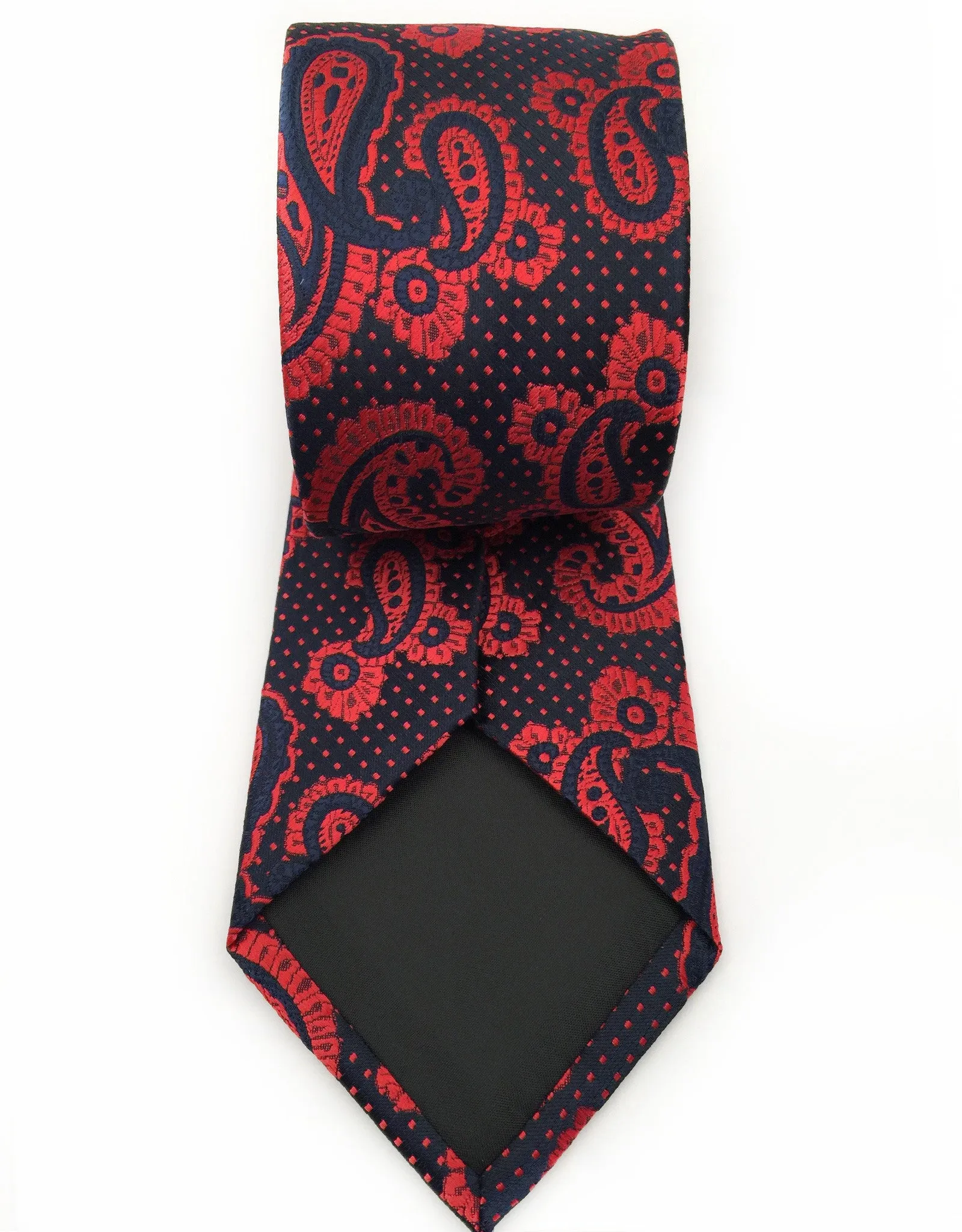 Navy & Raspberry Red Paisley Necktie