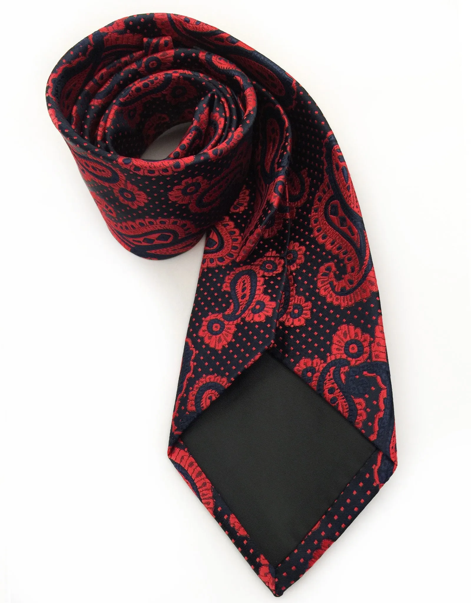 Navy & Raspberry Red Paisley Necktie