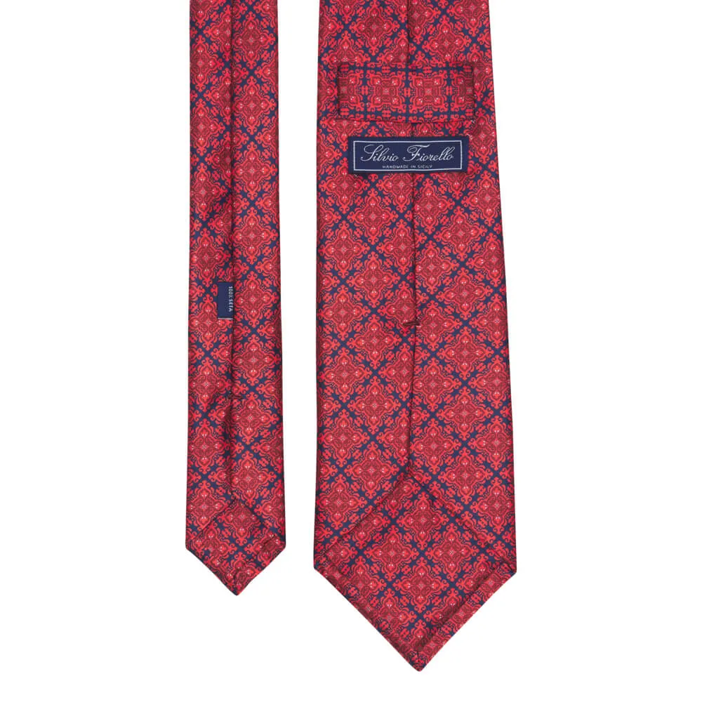 Palazzo Pitti Red and Blue Duchesse Silk Tie