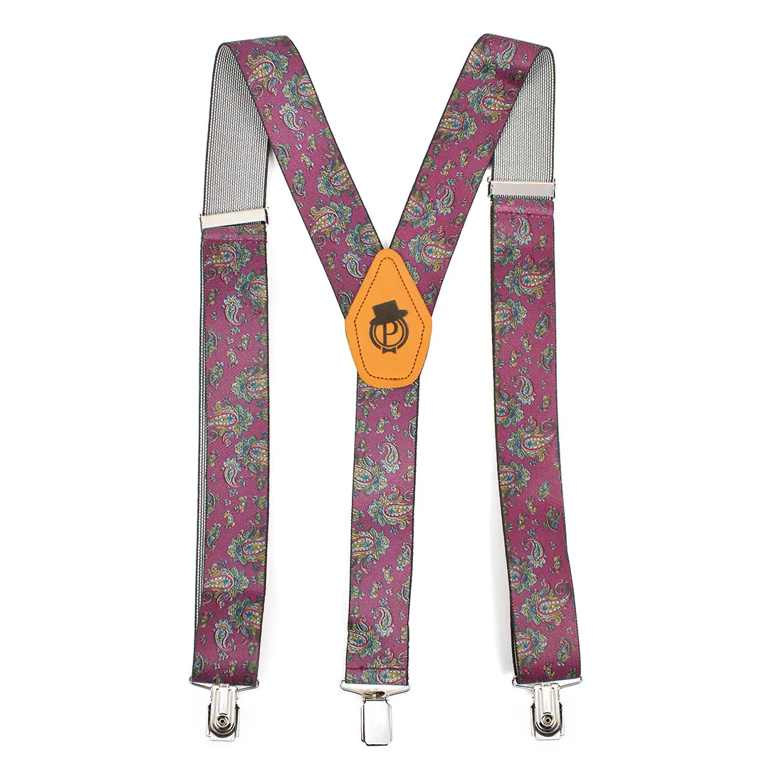 Peluche Floral Cut Red Suspender for Men