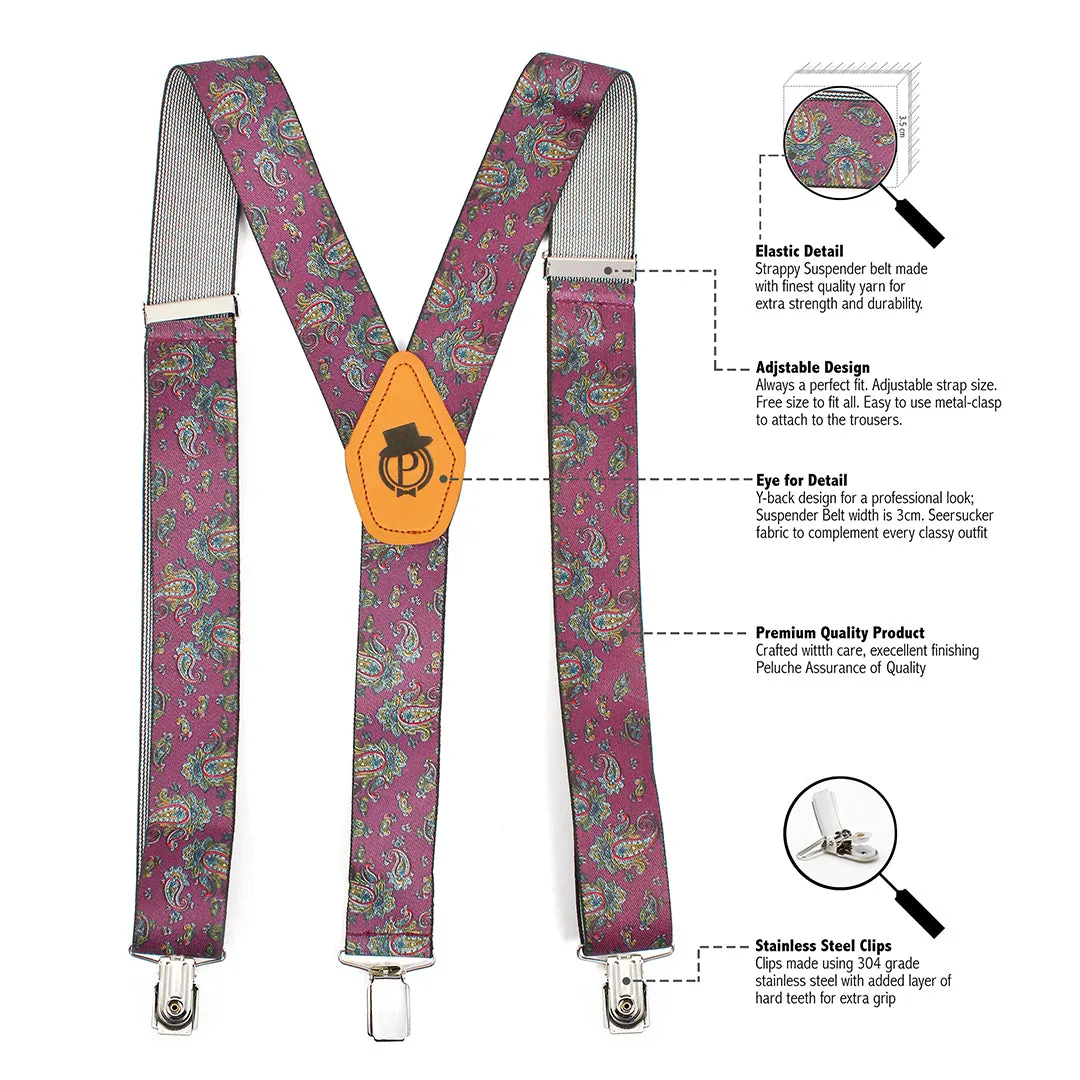 Peluche Floral Cut Red Suspender for Men