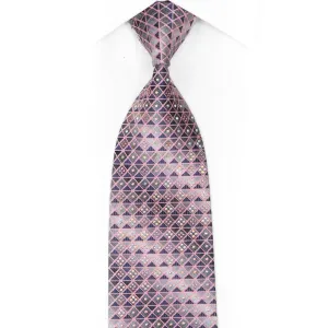 Pink Trellis On Silver Rhinestone Silk Necktie With Silver Sparkles