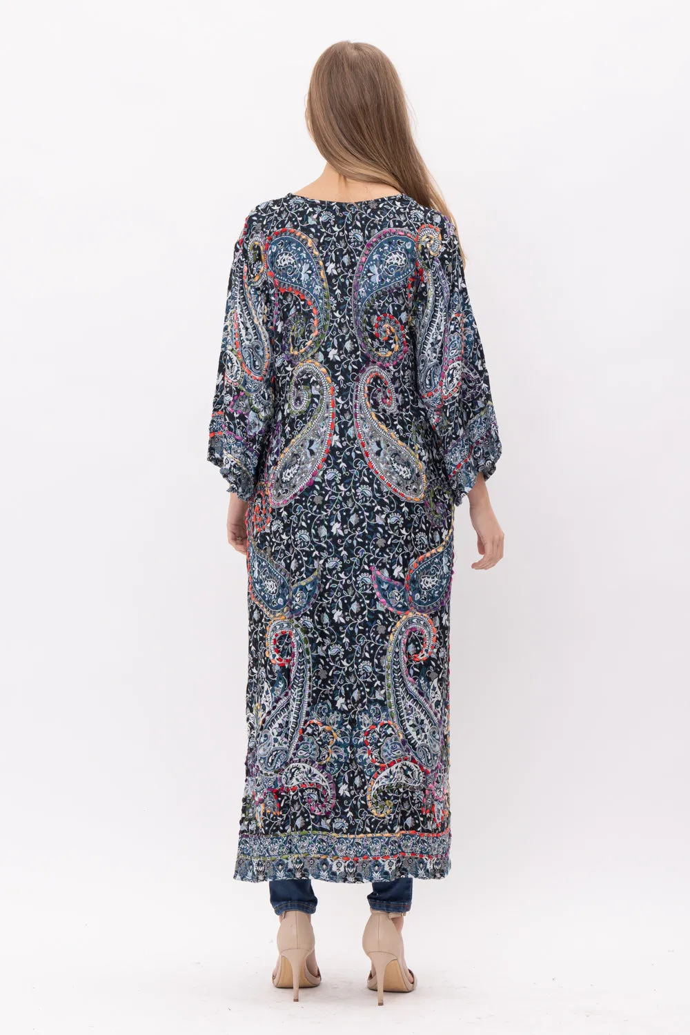 RAJ SIERRA THICK STITCH EMBROIDERED DUSTER MIDNIGHT BLUE