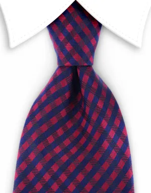 Red & Navy Crisscross 4" Wide Necktie