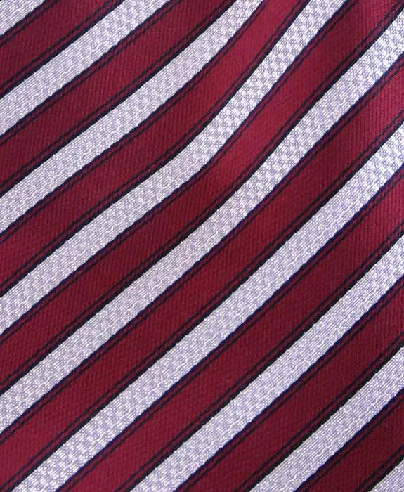 Red and Silver Striped 4" Wide Necktie