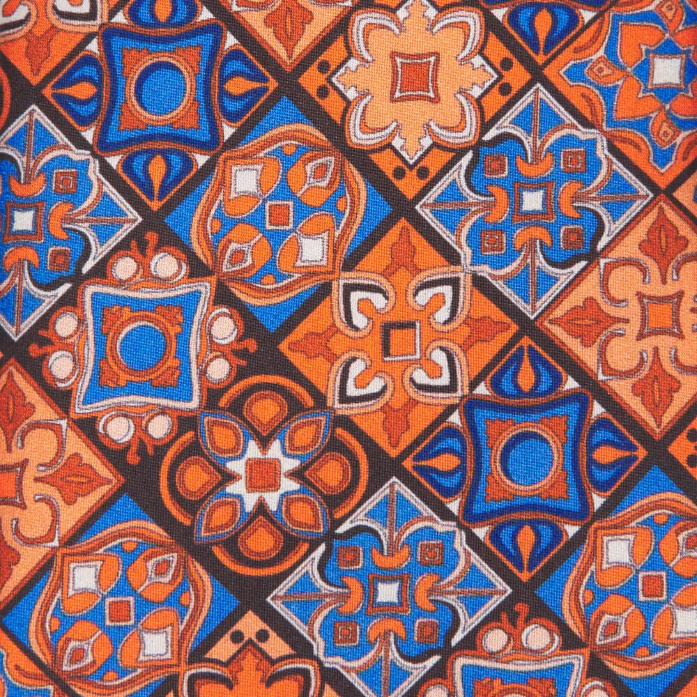 Renaissance Elegance Orange and Blue Duchesse Silk Tie