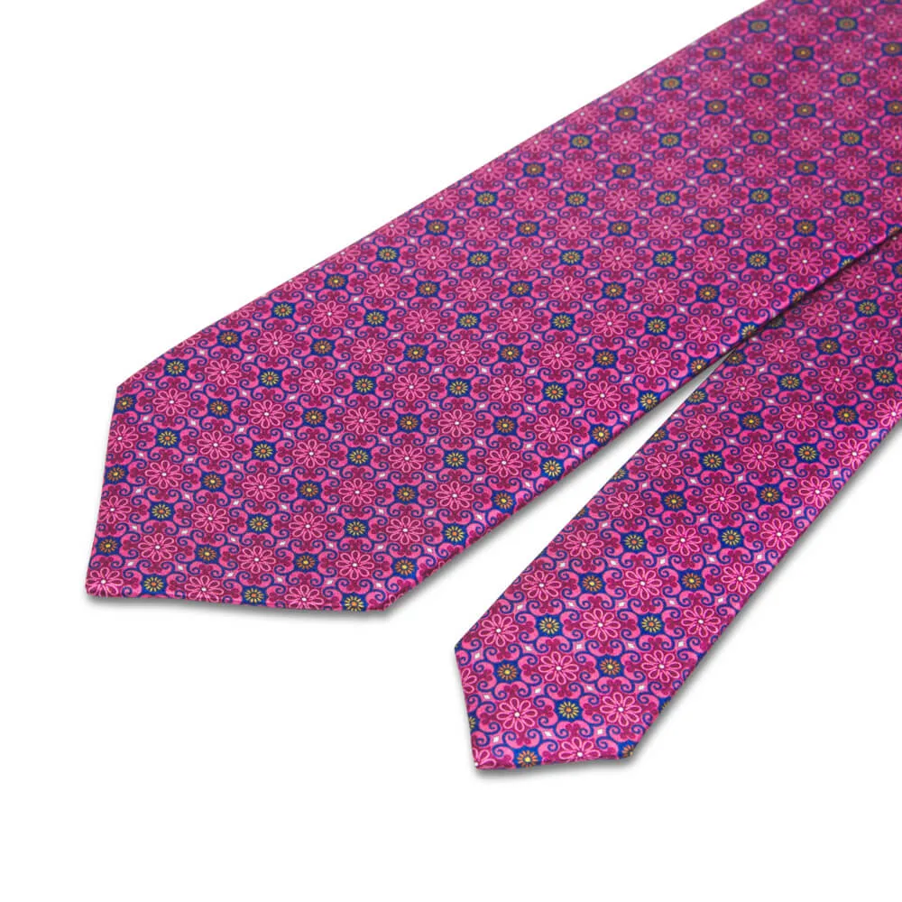 Renaissance Flowers Fuchsia Duchesse Silk Tie