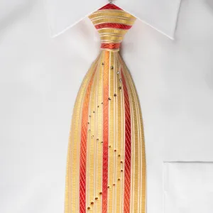 Roberta di Camerino Rhinestone Necktie Orange Yellow White Striped