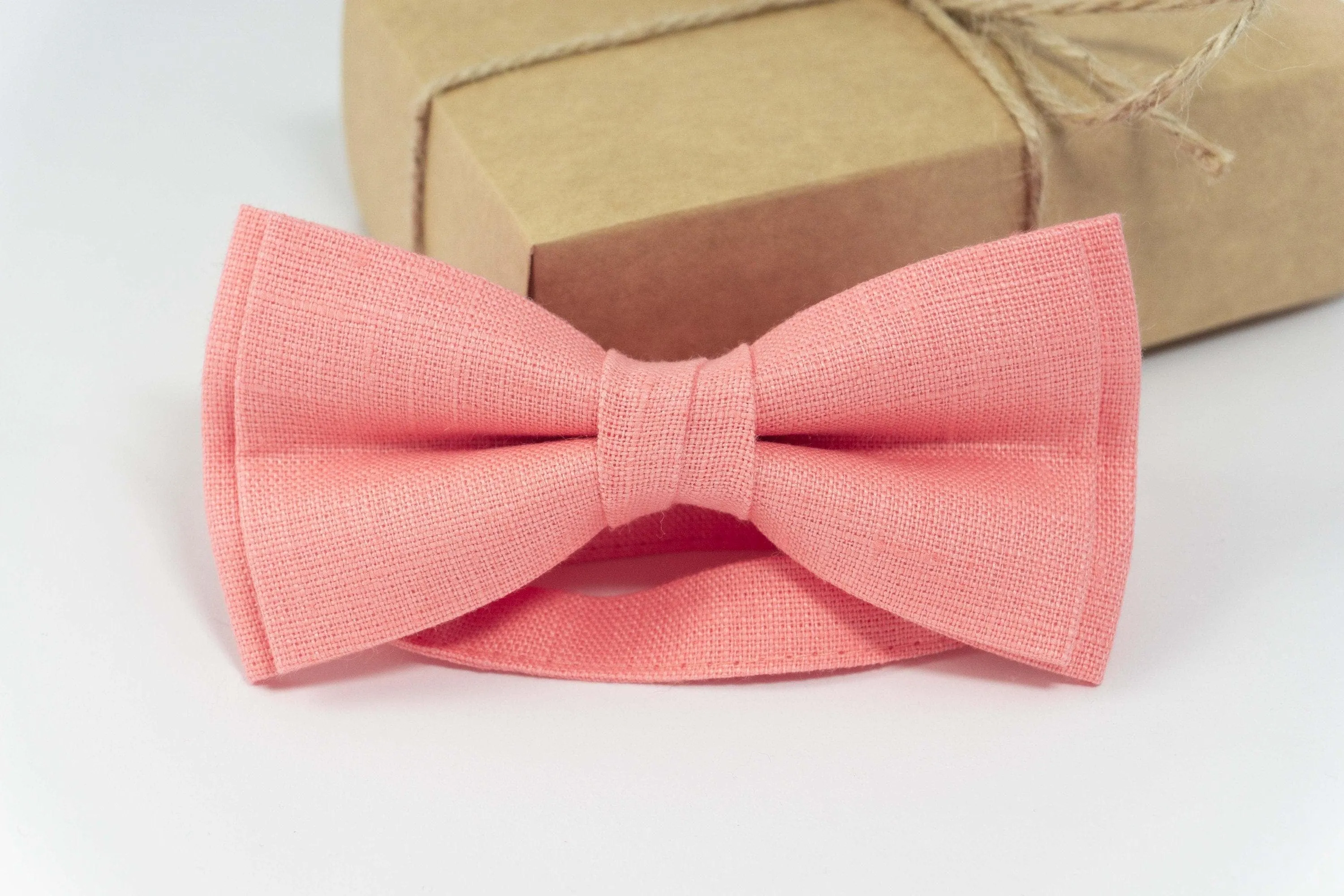 Rose color linen bow tie | groomsmen bow ties