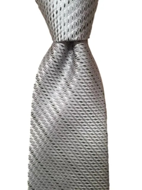 Silver Tie with Mini Oval Scroll Design