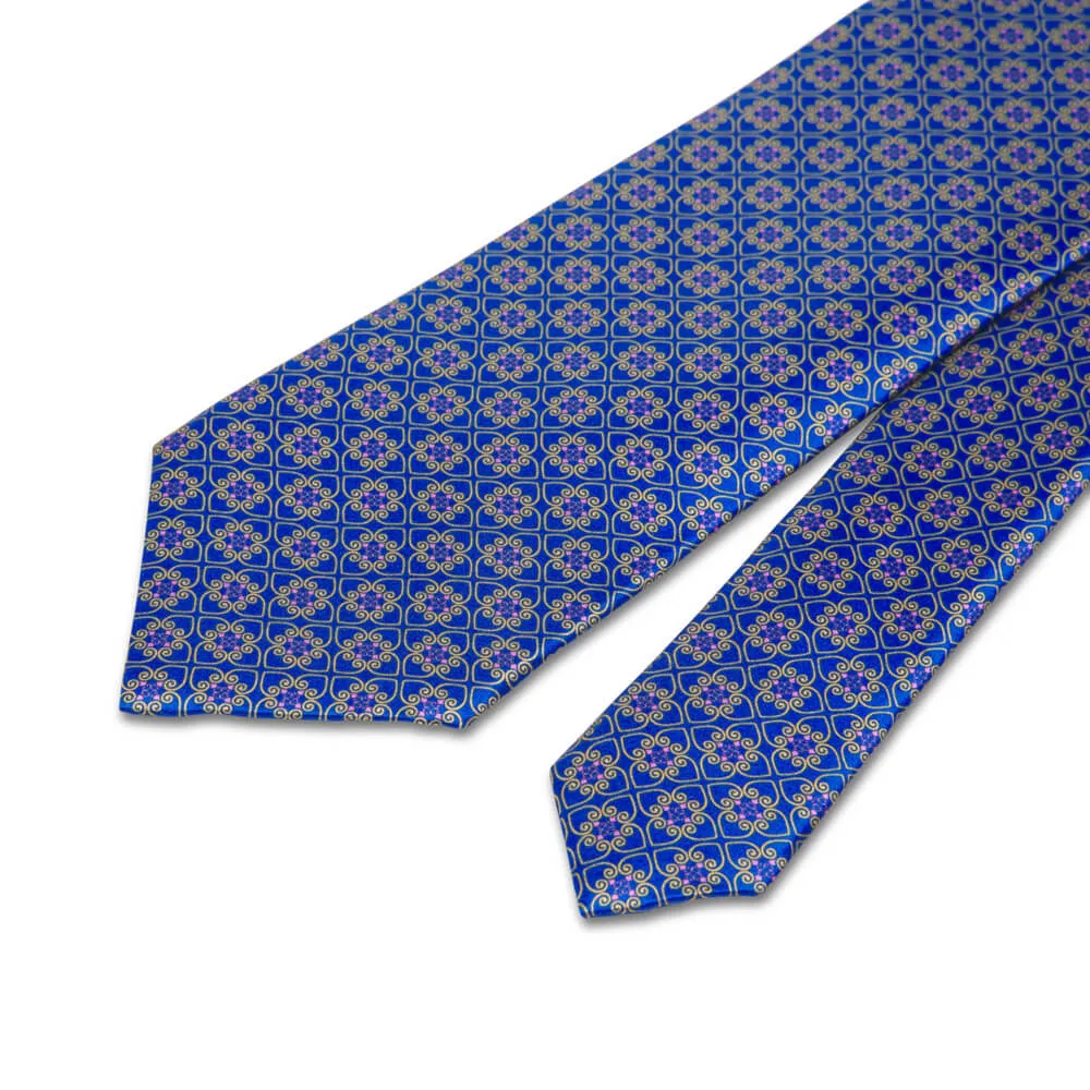 The Medici Blue and Yellow Duchesse Silk Tie