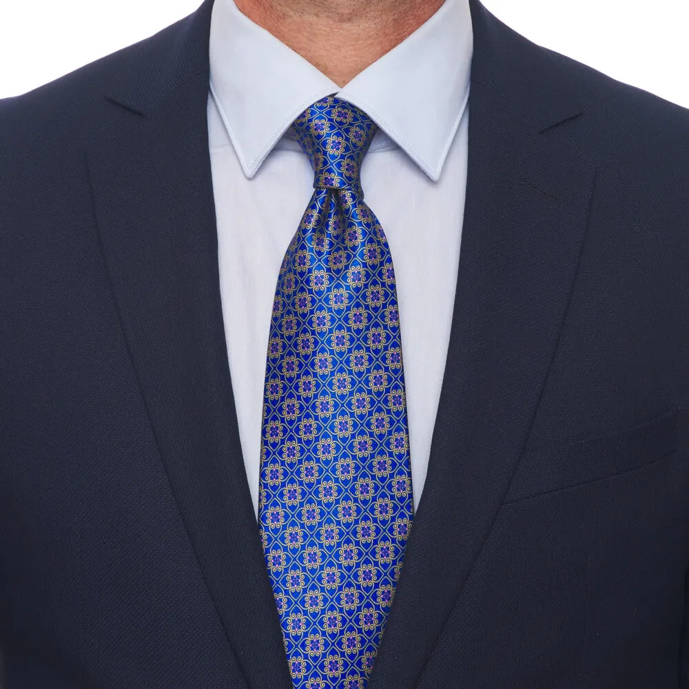 The Medici Blue and Yellow Duchesse Silk Tie