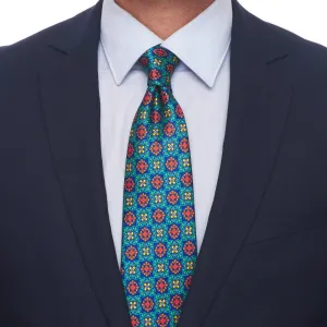 The Prince Green Orange and Blue Duchesse Silk Tie