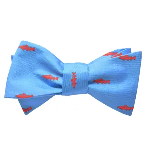 Trout Bow Tie - Light Blue, Printed Silk