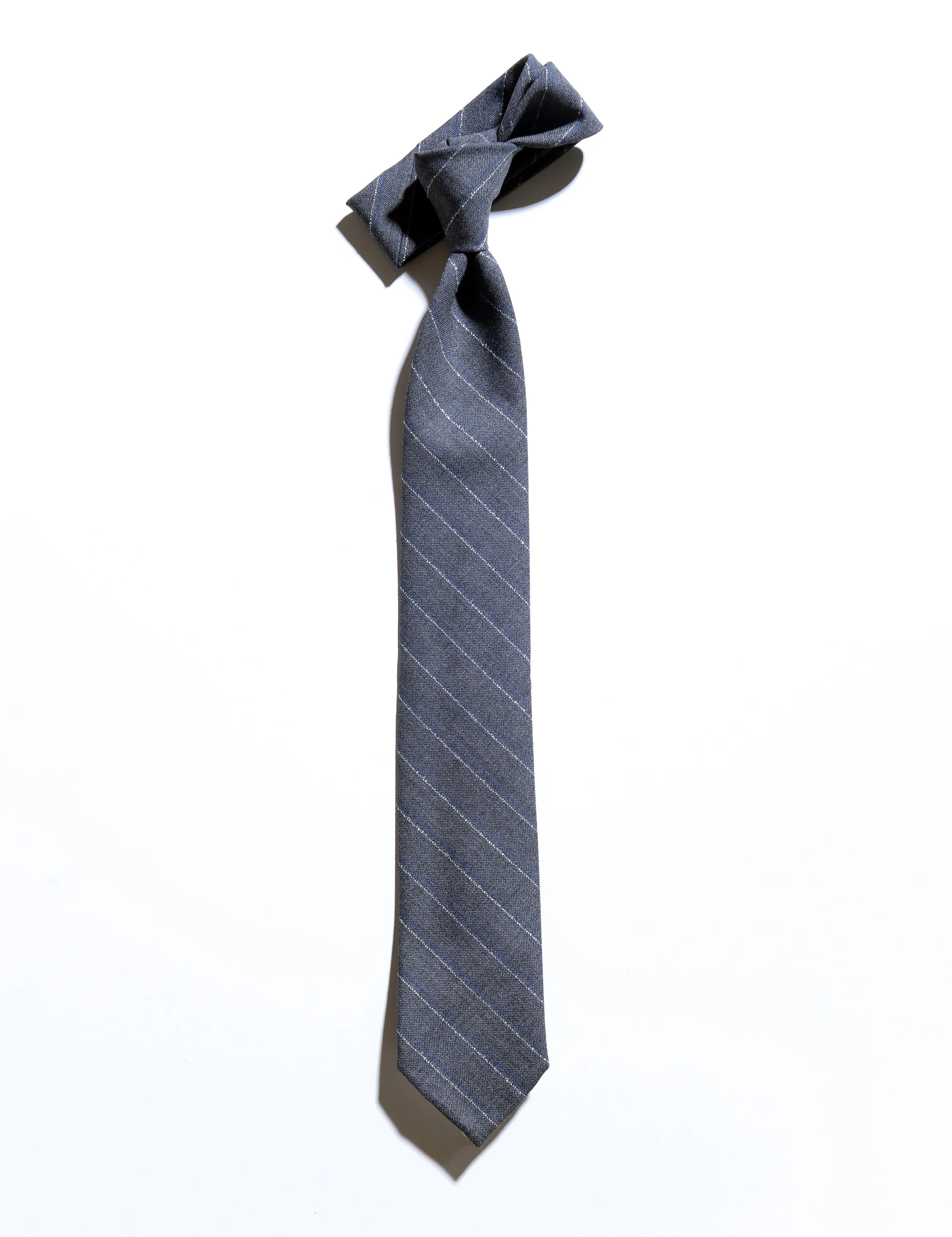 Untipped Mid-gray with Gray and White Chalkstripe Tie