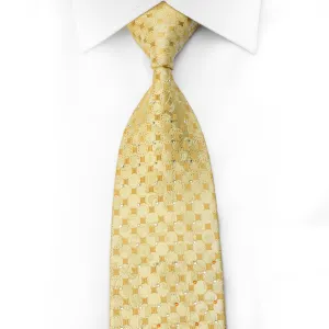 Vito Rufolo Men's Crystal Rhinestone Necktie Geometric Floral On Yellow With Gold Sparkles