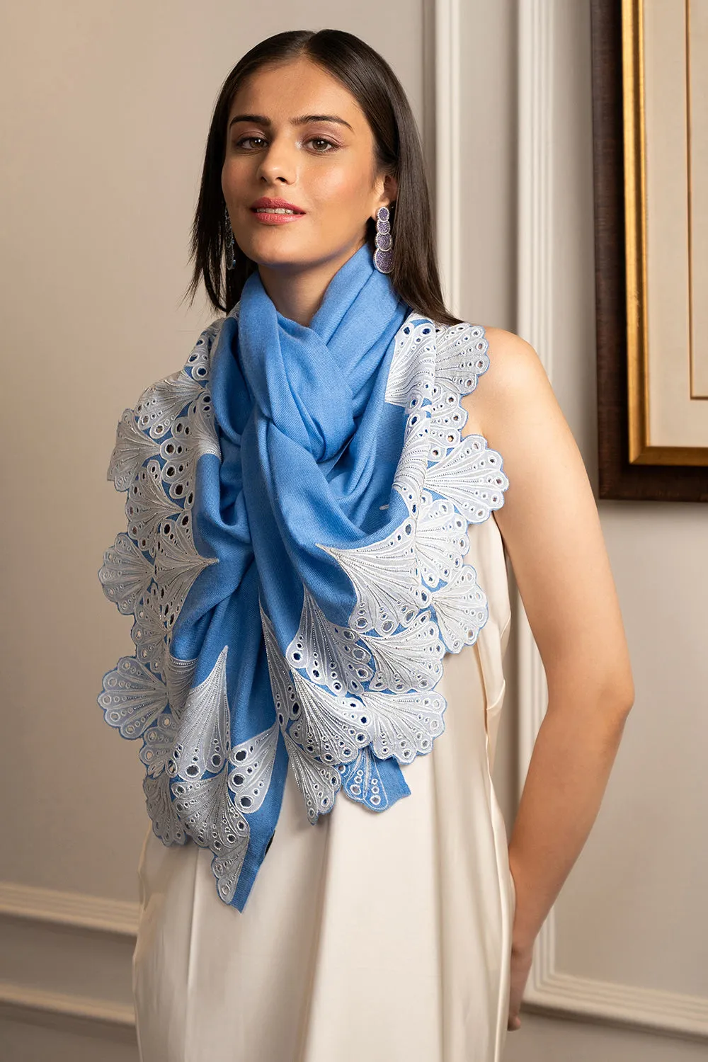 Wings of Joy | Embroidered Wool Silk Stole