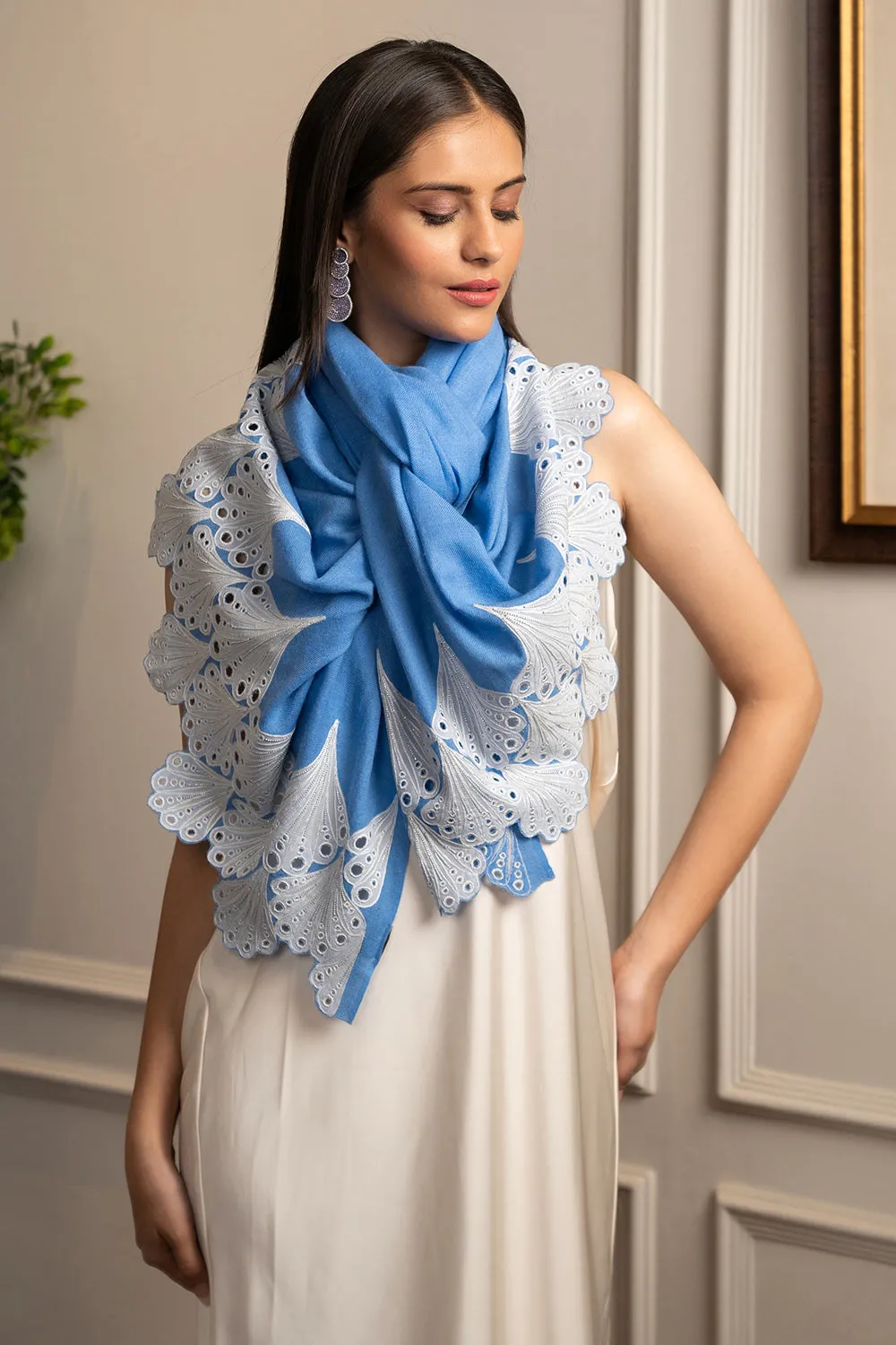 Wings of Joy | Embroidered Wool Silk Stole