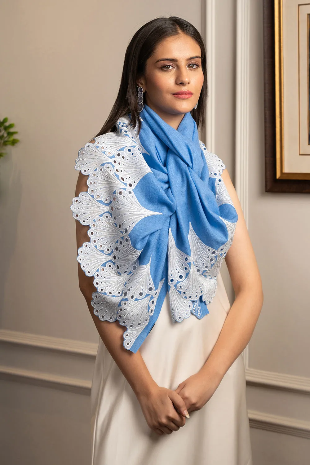 Wings of Joy | Embroidered Wool Silk Stole